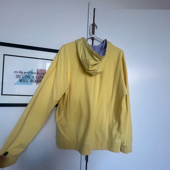 Bonobos Large Yellow Sweatshirt (lavender inside hood) - Picture 6 of 7